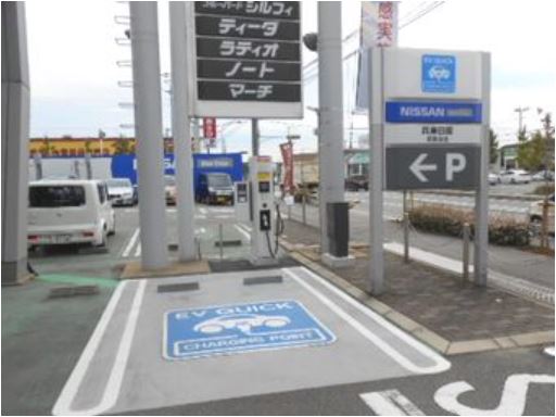 電気自動車はここで充電して下さい（所要時間・約３０分）