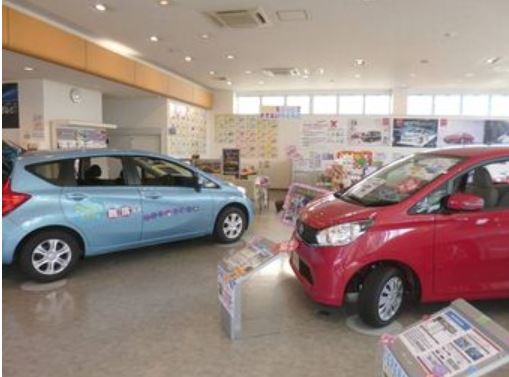 ショールームです。試乗車も多く用意しております。