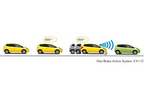 ホンダの新型フィット向け事故回避支援システム「City-Brake Active System」作動イメージ