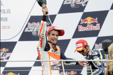 優勝したマルク・マルケスと3位フィニッシュのバレンティーノ・ロッシ／2014 MotoGP 第10戦 インディアナポリス