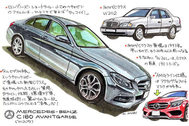 メルセデス ベンツ 新型 Cクラス W5 イラスト試乗レポート 遠藤イヅル 1 3 徹底検証 14年新型車種ー試乗レポート Mota