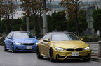 (手前)BMW 新型 M4クーペ[ボディカラー：オースチン・イエロー]