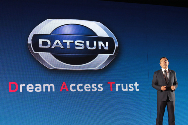 ダットサンブランドを発表する日産自動車株式会社 社長兼最高経営責任者(CEO)カルロス ゴーン氏