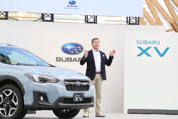 スバル 新型XV 発表会にて、株式会社SUBARU 商品企画本部プロジェクトゼネラルマネージャー 井上正彦氏