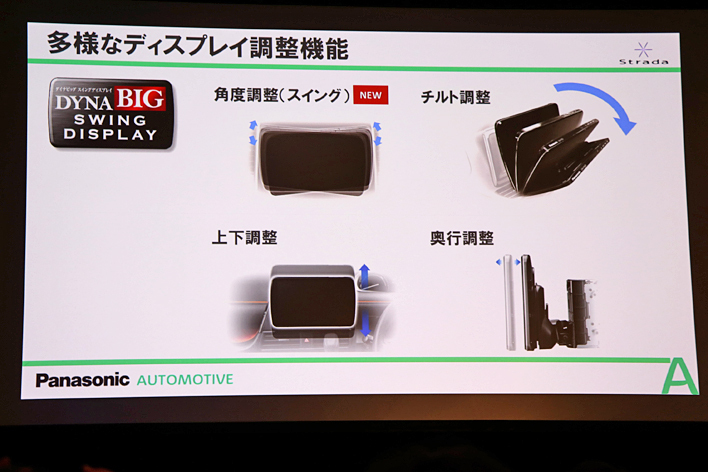 パナソニック、見やすい角度に調整可能な9型大画面カーナビ、新型
