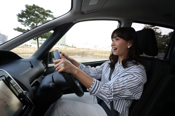 セレナe-POWERに試乗した”ミキティ”こと藤本美貴さん＜日産 新型セレナe-POWER 発表披露会[2018年2月28日(水)／会場：日産自動車グローバル本社ギャラリー(神奈川県横浜市)]＞