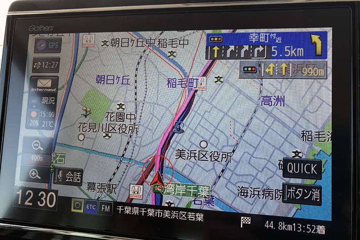 下道チーム／東京湾岸道路・国道357号線 花見川に差し掛かったあたりで、3回目の渋滞に遭遇