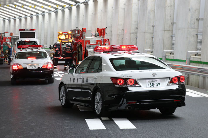 市川市域 消防訓練／防災施設[2018年5月15日(火)／東京外かく環状道路(外環道：三郷南IC～高谷JCT間：2018年6月2日開通予定) 報道陣向け現場公開]