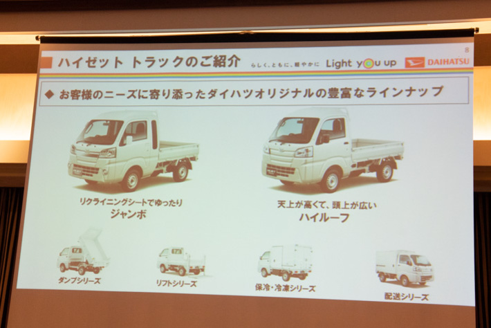 ダイハツ 新型 ハイゼット トラック[ダイハツ ハイゼット トラック 新機能体感試乗会：2018年5月17日・ホテルニューオータニ幕張(千葉県千葉市)]