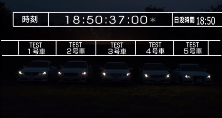 オートライトが点灯するタイミングは各メーカーで異なる！？ 画像で検証（JAF公式YouTubeより）