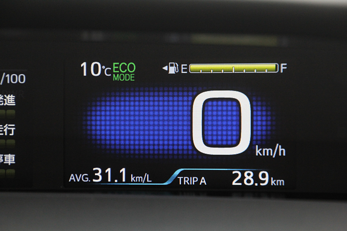 トヨタ プリウス（2018年MCモデル）の郊外路での実燃費：31.1km/L