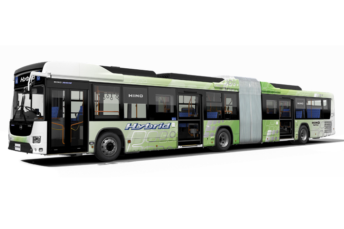 日野自動車、国産初のハイブリッド連節バスを発売