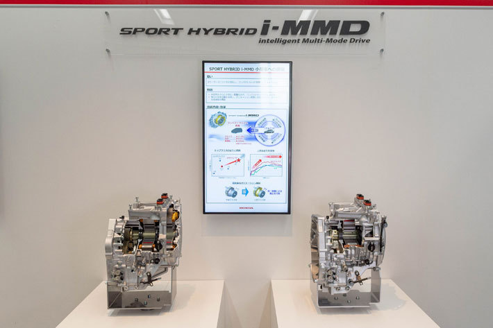 Honda SPORT HYBRID i-MMD(左が新開発された小型車用)【Honda Meeting 2019(2019年7月4日)／会場：本田技術研究所 ライフクリエーションセンター(埼玉県和光市)】