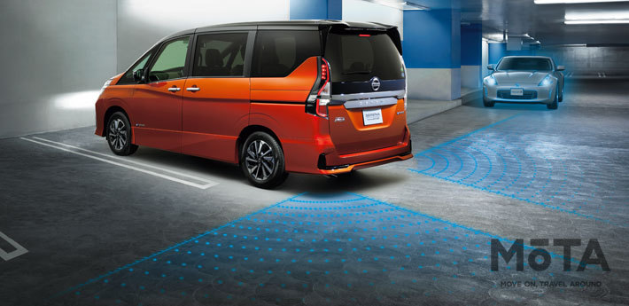 「全方位運転支援システム」RCTA（後退時車両検知警報）　イメージ[日産 新型セレナ(2019年8月1日マイナーチェンジ)］