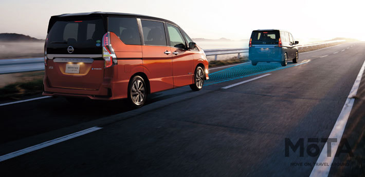 「全方位運転支援システム」インテリジェント エマージェンシーブレーキ　イメージ[日産 新型セレナ(2019年8月1日マイナーチェンジ)］