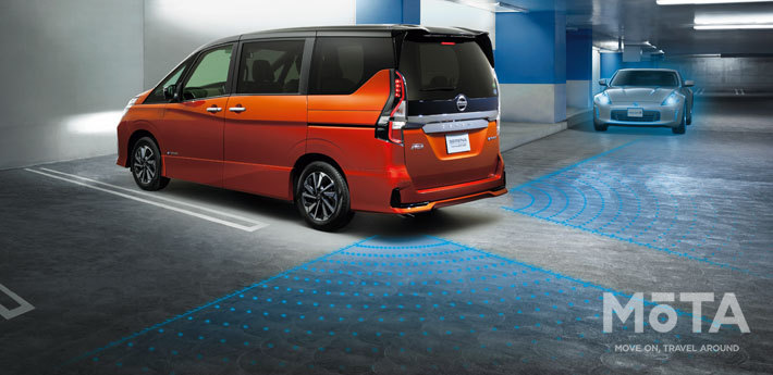 「全方位運転支援システム」RCTA（後退時車両検知警報）　イメージ[日産 新型セレナ(2019年8月1日マイナーチェンジ)］