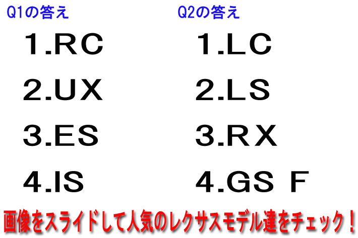 車名当てクイズ（レクサス編）答え