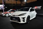 TOYOTA GAZOO Racing World Rally Team ヤリスWRC(左奥)とGRヤリス(東京オートサロン2020会場にて)