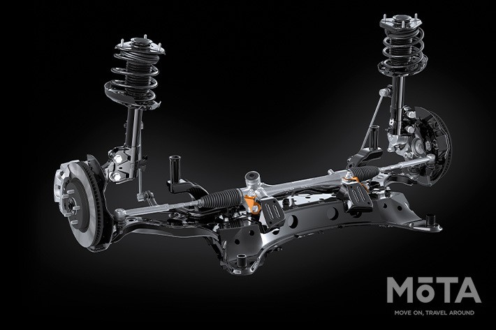 専用ショックアブソーバーとステアリングギアボックス