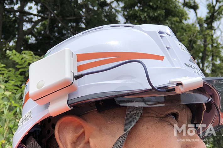 ▲3位「しらすんだー」のヘルメット警報装置