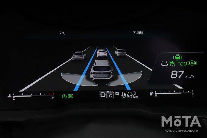 車両周辺の状況は12.3インチの液晶モニターに表示される