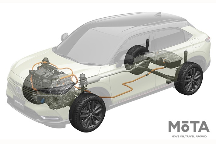 ホンダ 新型ヴェゼル e:HEVシステム配置説明[2021年4月22日（木）発表／4月23日（金）発売]