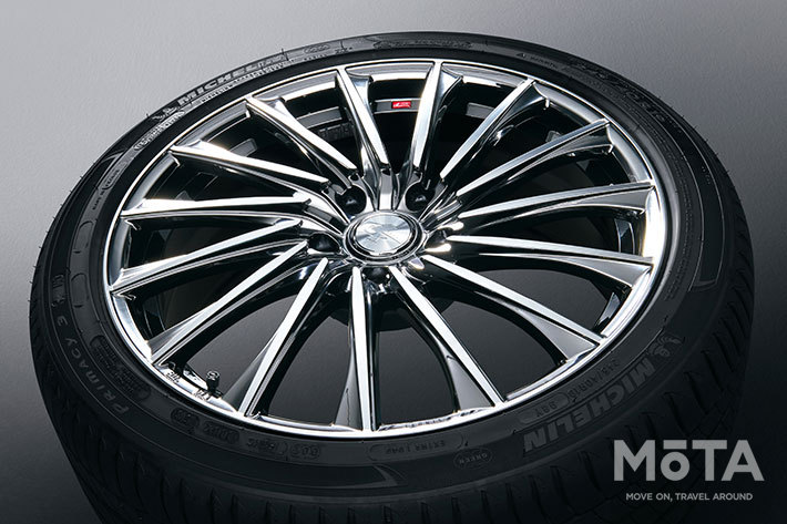 「19インチ アルミホイール&タイヤセット(ロックナット付)/ウェッズ レオニスCH〈ブラックメタルコートミラーカット〉&ミシュラン Primacy3」/37万700円