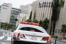 東京2020オリンピック・パラリンピック警備支援で都内を走行する福岡県警のパトカー（東京都臨海副都心周辺）[撮影：2021年7月初旬]