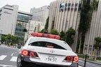 東京2020オリンピック・パラリンピック警備支援で都内を走行する福岡県警のパトカー（東京都臨海副都心周辺）[撮影：2021年7月初旬]