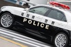 東京2020オリンピック・パラリンピック警備支援で都内を走行する福岡県警のパトカー（東京都臨海副都心周辺）[撮影：2021年7月初旬]