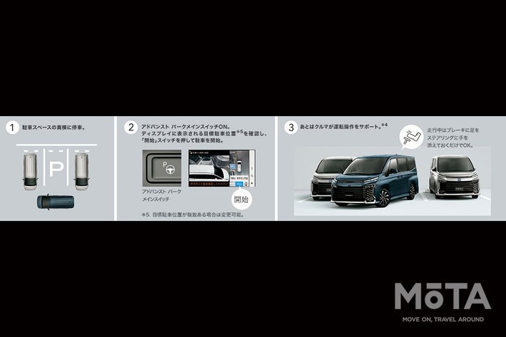 トヨタ 新型ノア／ヴォクシー アドバンスト パーク 並列バック駐車の操作手順[2022年1月13日フルモデルチェンジ]