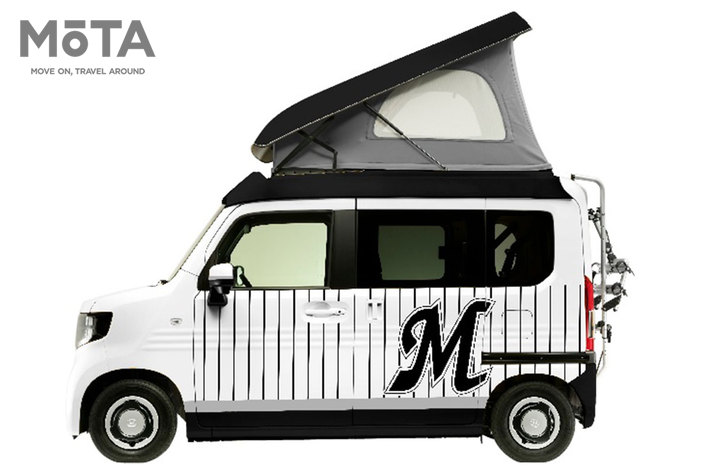 ホンダ N-VAN 軽キャンピングカー「N-VAN COMPO Cabin」特別仕様車『マリーンズキャンパー(通称：マリキャン)』[ホワイトハウス]【ジャパンキャンピングショー2022】