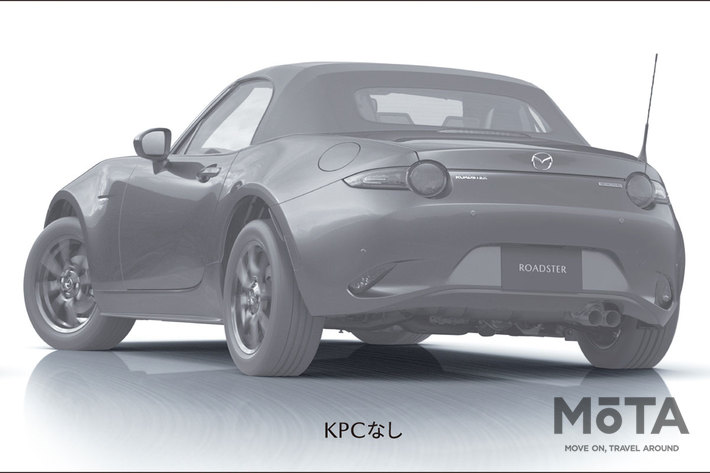マツダ 新型ロードスター[2021年12月16日一部改良モデル／4代目・ND型]　KPC（KINEMATIC POSTURE CONTROL）はサスペンションジオメトリ（前後サスペンションの構成や位置関係の設計思想）と制動力により旋回中の車体の浮きを抑制する世界初のサス・ブレーキ統合技術である（写真はKPCなしの状態を表す）