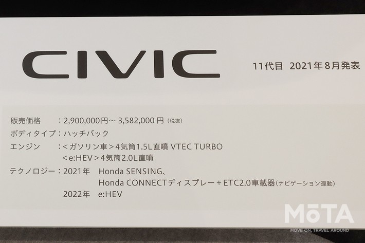 ホンダ CIVIC 50周年記念企画がスタート／11代目（現行型）シビック