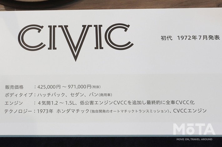 ホンダ CIVIC 50周年記念企画がスタート／初代シビック