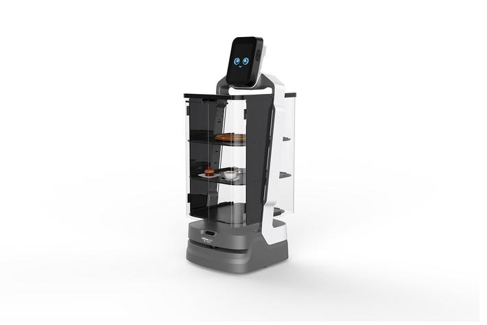 ロボットが配膳・下膳をサービスロボットカフェレストランの実証を行います。