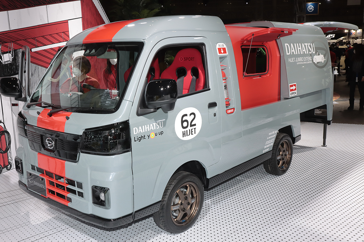 ダイハツ ハイゼットトラック ジャンボの荷台が伸びた 車中泊やアウトドアでも活躍しそうなコンセプトモデルが登場 東京オートサロン23 東京 オートサロン23 Mota