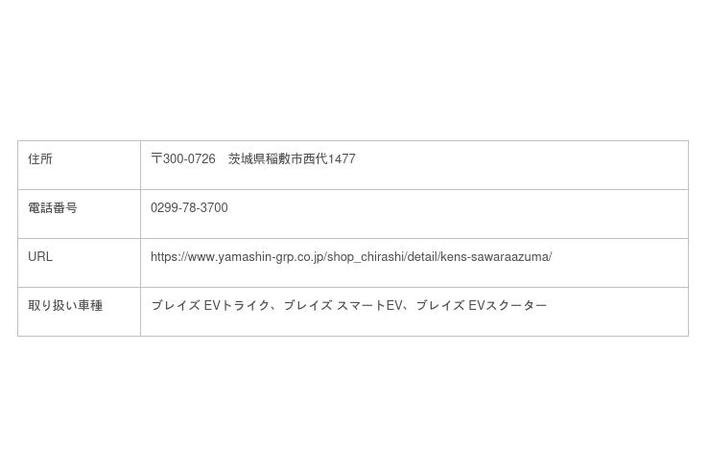 ブレイズEVトライクの販売を＜山新 ケンズガレージ＞にて開始しました 