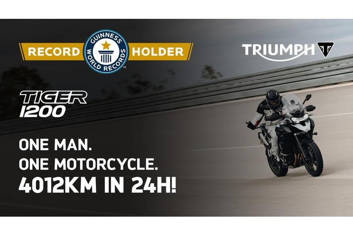 トライアンフから「イヴァン・セルバンテスが24時間以内にバイクで走った最長距離ギネス世界記録を、TIGER 1200 GT EXPLORERで樹立」のお知らせ