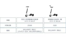 striemo S01JT/JTA ストリーモ 特定小型原動機付自転車 免許不要 株式会社ストリーモ、特定小型原動機付自転車モデル「ストリーモ
