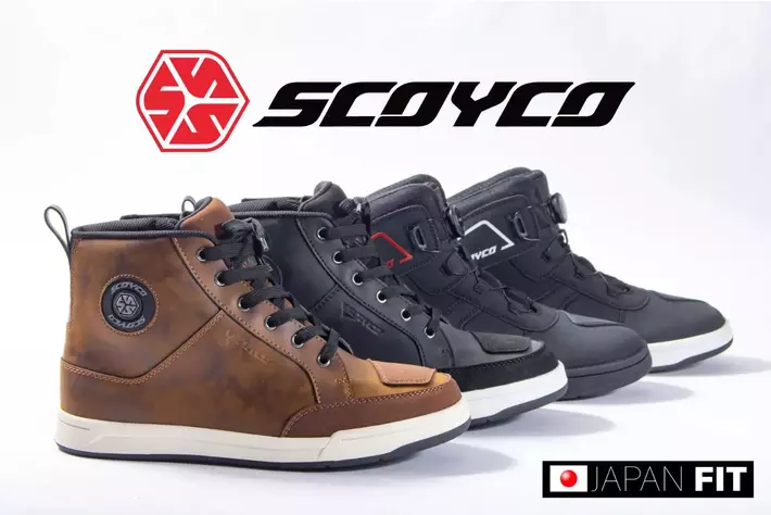 日本人足型に合わせたバイク用ライディングシューズSCOYCO