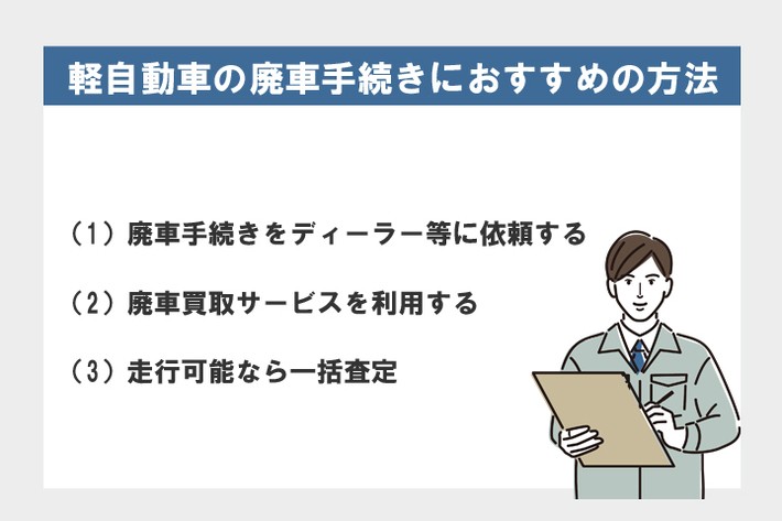 軽自動車の廃車手続きにおすすめの3つの方法