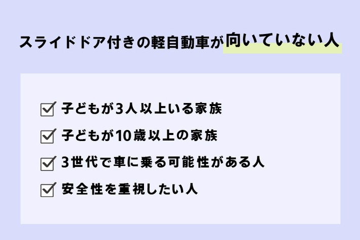 スライドドア付きの軽自動車が向いていない人