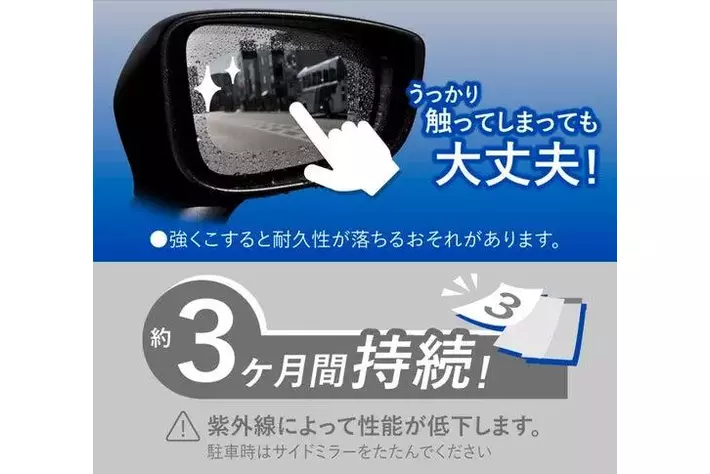 雨がつかない”サイドミラー用超撥水コートが、弱点だった耐久性