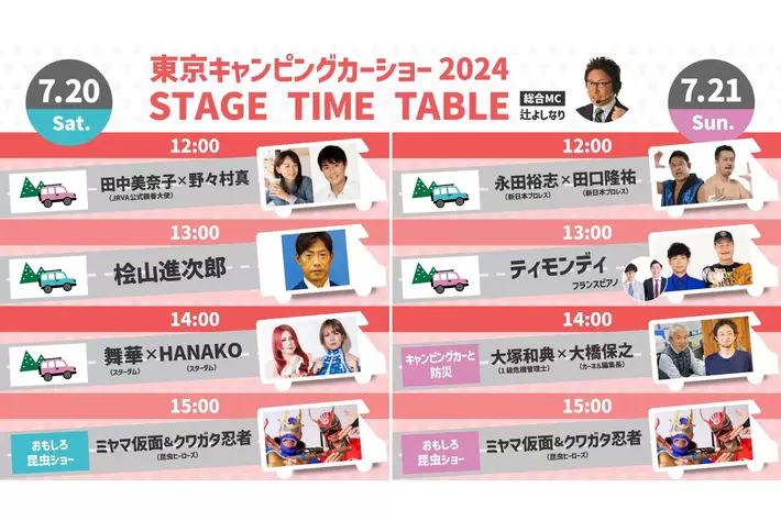 史上最多220台以上のキャンピングカーが勢揃い！東京キャンピングカーショー2024ステージ全出演者&タイムテーブル公開！