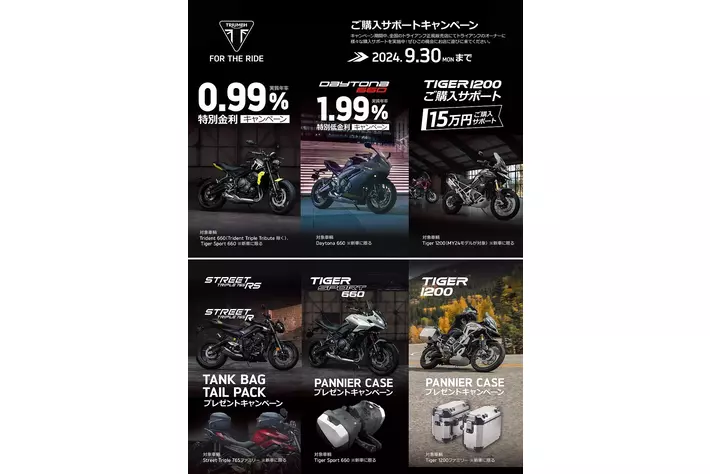 トライアンフから真夏の「ご購入サポートキャンペーン」開催のお知らせ