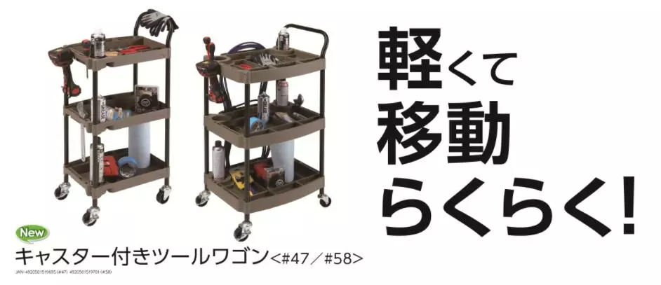 必要な道具をすっきり収納！キャスター付きだから移動も楽。1段あたり