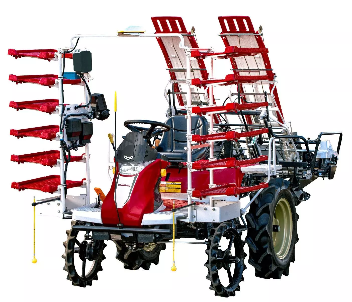 直進アシスト機能を搭載した乗用全自動野菜移植機「PW200Rシリーズ」を