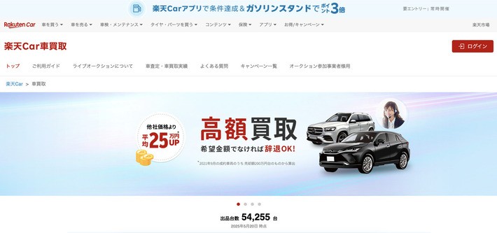 楽天Car車買取「車買取実績」