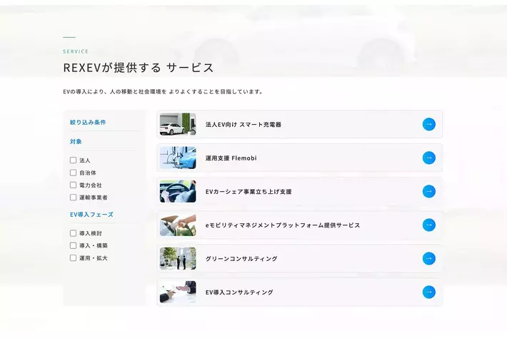 REXEVのWEBサービスページをリニューアル